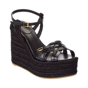 Valentino Vlogo Signature 120 Leather Wedge Sandal, Black